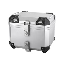 Load image into Gallery viewer, Silver Motorcycle Rear Top Box Luggage 45L Tail Carrier Tool Case+Mounting Plate
