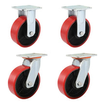Load image into Gallery viewer, 4 pcs 8-inch 200mm Extra Heavy Duty Industrial Swivel Castors with PU Wheel