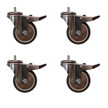 Load image into Gallery viewer, 4 pcs 3 in M8 15mm Threaded Stem Swivel Caster Wheels TPR Mute Furniture Caster