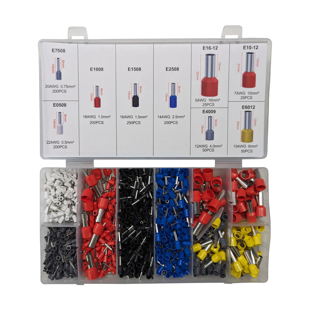 1200pcs Box Tubular Crimp Splices Electrical Wire Ferrules Connectors ...