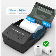 Load image into Gallery viewer, Mini Portable Thermal Receipt Printer BT 58mm Mobile Phone Android IOS PC
