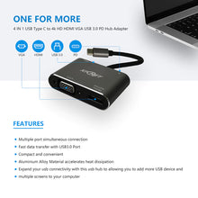 Load image into Gallery viewer, 4 IN 1 USB Type C to 4k HD HDMI VGA USB 3.0 PD Hub Adapter
