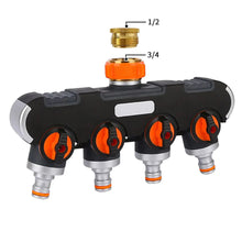 Load image into Gallery viewer, 1/2&quot; 3/4&quot; 4 Way Garden Tap Connectors Garden Hose Pipe Splitter
