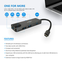 Load image into Gallery viewer, 6 IN 1 USB Type C to 4K HDMI LAN USB3.0 USB-C PD SD TF Carder Read Hub Adapter
