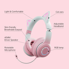 Load image into Gallery viewer, Fingertime Bluetooth Wireless Headphones with Microphone Cat Ear Headphones for Girls
