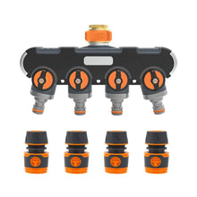 Load image into Gallery viewer, 1/2&quot; 3/4&quot; 4 Way Garden Tap Connectors Garden Hose Pipe Splitter
