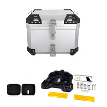 Load image into Gallery viewer, Silver Motorcycle Rear Top Box Luggage 45L Tail Carrier Tool Case+Mounting Plate
