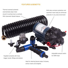 Load image into Gallery viewer, DC 12V 20LPM 70PSI deck wash mini bike car wash water pump kit
