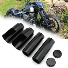 Load image into Gallery viewer, Complete Upper Lower Fork Cover Tube Caps Black For Harley for Dyna 2006-2017
