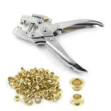 Load image into Gallery viewer, 5mm Eyelet Installation Tool Lever Pliers Metal Hole Rivet Button 100 Eyelet
