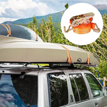 Load image into Gallery viewer, heavy duty ratchet tie down strap with double J hooks