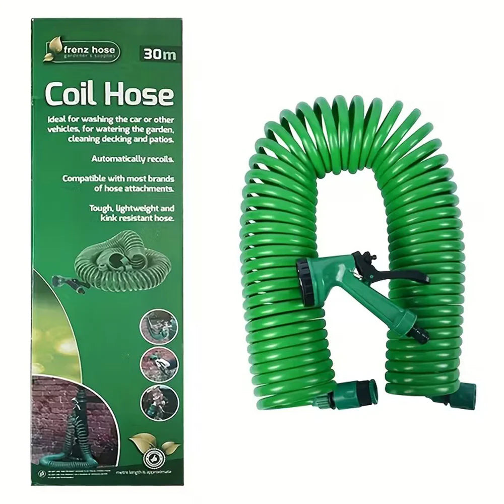 15m 30m Spiral Garden Hose With Spray Gun Spring Coil Garden Hose ...