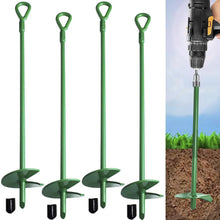 Load image into Gallery viewer, 4 Pcs 18&quot; Long Green Ground Anchor Heavy Duty Anchor Hook Solid Steel Shaft

