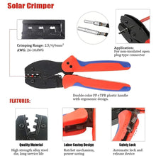 Load image into Gallery viewer, Solar Crimping Stripper and Cutter Tools 10pcs Solar Panel Cable Connectors
