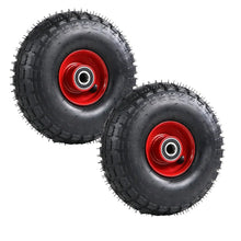 Load image into Gallery viewer, 2 x 10 inch pneumatic trolley wheels 4.10/3.50-4 heavy duty 20mm bore