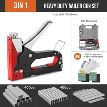 Load image into Gallery viewer, 3-in-1 Nailer Stapler Gun Set With 1200 Staples Manual DIY Nailer Tool Kit