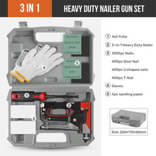 Load image into Gallery viewer, 3-in-1 Nailer Stapler Gun Set With 1200 Staples Manual DIY Nailer Tool Kit