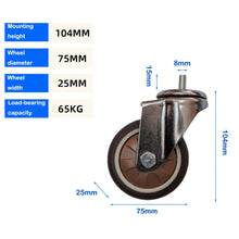 Load image into Gallery viewer, 4 pcs 3 in M8 15mm Threaded Stem Swivel Caster Wheels TPR Mute Furniture Caster