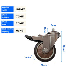 Load image into Gallery viewer, 4 pcs 3 in M8 15mm Threaded Stem Swivel Caster Wheels TPR Mute Furniture Caster