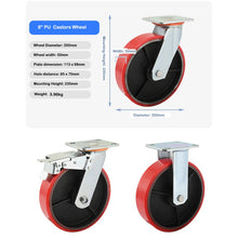 Load image into Gallery viewer, 4 pcs 8-inch 200mm Extra Heavy Duty Industrial Swivel Castors with PU Wheel
