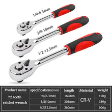 Load image into Gallery viewer, 72 Teeth Ratchet Socket Wrench Tools 1/4&quot; 3/8&quot; 1/2&quot; inch Ratchet Wrench
