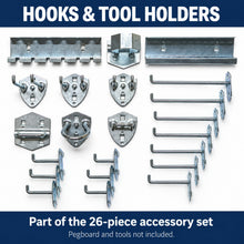 Load image into Gallery viewer, Blue Steel Pegboard 900 x 450mm – Panel or 26-Piece Hook &amp; Bin Set – detail 8