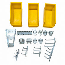 Load image into Gallery viewer, Blue Steel Pegboard 1500 x 500mm – Panel or 29-Piece Hook &amp; Bin Set – detail 3