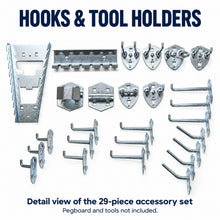 Load image into Gallery viewer, Blue Steel Pegboard 1500 x 500mm – Panel or 29-Piece Hook &amp; Bin Set – detail 9