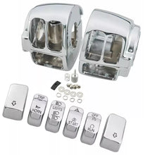 Load image into Gallery viewer, Chrome Switch Housings Cover+6x Hand Control Button Caps Fit For Harley Softail
