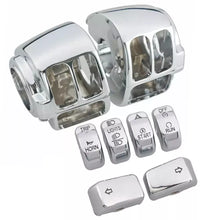 Load image into Gallery viewer, Chrome Switch Housings Cover+6x Hand Control Button Caps Fit For Harley Softail
