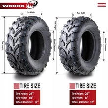 Load image into Gallery viewer, WANDA Set 25x8-12 &amp; 25x10-12 Front Rear Tyre Tubeless for ATV UTV Quad Mower Buggy
