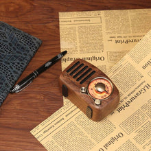 Load image into Gallery viewer, Vintage Style Radio Retro Bluetooth Speaker Walnut Wooden FM Radio
