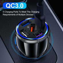 Load image into Gallery viewer, Car Universal Fast charging QC3.0 5-Pots Charger Mini Fast Charging For Ipad
