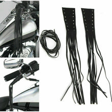 Load image into Gallery viewer, 12&quot; Leather Motorcycle Bkie Brake Lever Covers Biker Clutch Fringe Long Tassels
