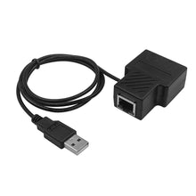 Load image into Gallery viewer, RJ45 Ethernet Splitter 1 to 2 Ways Double Female Adapter USB Power Supply
