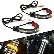 Load image into Gallery viewer, 2x White/Amber Switchback LED Fork Turn Signal DRL Light Strips For Motorcycle
