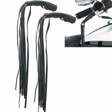 Load image into Gallery viewer, 12&quot; Leather Motorcycle Bkie Brake Lever Covers Biker Clutch Fringe Long Tassels
