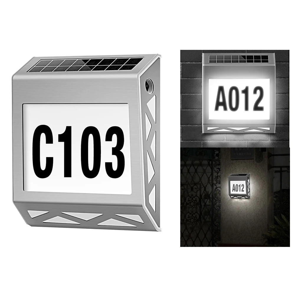 YH1101 Solar LED Address Sign Waterproof Plate Wall Lamp House Number ...