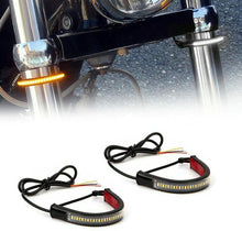 Load image into Gallery viewer, 2x White/Amber Switchback LED Fork Turn Signal DRL Light Strips For Motorcycle
