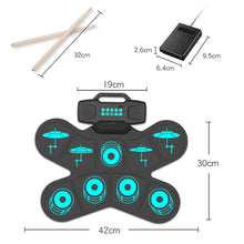 Load image into Gallery viewer, WGS505 Electronic Hand Roll Up Drum Kit 9 Pad with Drumsticks Foot Pedals
