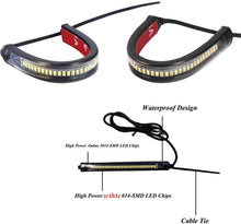 Load image into Gallery viewer, 2x White/Amber Switchback LED Fork Turn Signal DRL Light Strips For Motorcycle
