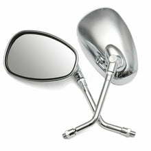 Load image into Gallery viewer, Pair Motorcycle Rear View Mirrors Chrome Oval 10mm Thread Universal Silver
