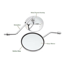 Load image into Gallery viewer, Chrome Round Motorcycle Rearview Mirrors M10 For Honda Suzuki Kawasaki
