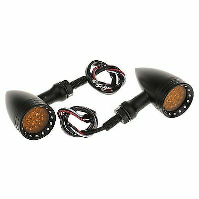 2x Motorcycle Chrome Amber LED Turn Signal Lights - Bullet Style For Harley Etc.