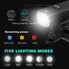 Load image into Gallery viewer, 1000 Lumens Usb Rechargeable Bike Front Tail Light Waterproof Led Bicycle
