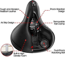 Load image into Gallery viewer, Bicycle Saddle Bike Seat Wide Extra Comfort Soft Cushion Cover Padded Sporty Pad
