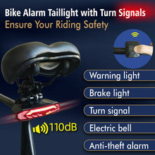 Load image into Gallery viewer, Bike Alarm Tail Light With Smart Brake Sensing Anti Theft USB Rechargeable Black
