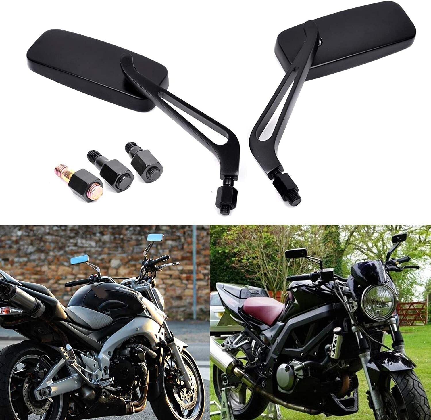 BLACK 8/10mm MOTORCYCLE MIRRORS FOR CHOPPER CRUISER BOBBER CAFE RACER ...