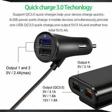 Load image into Gallery viewer, 4 in 1 8A 36W QC3.0 Quick Charging Car Charger 4 USB Ports for Front &amp; Back Seat
