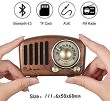 Load image into Gallery viewer, Vintage Style Radio Retro Bluetooth Speaker Walnut Wooden FM Radio
